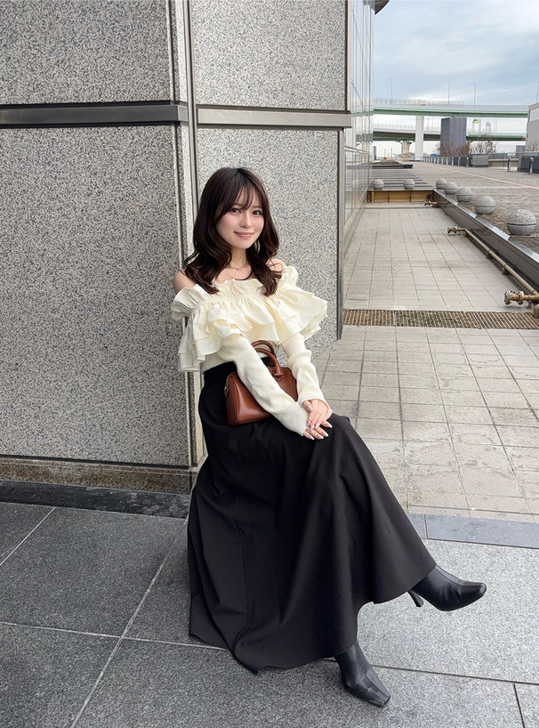 ハイウエストフレアロングスカート