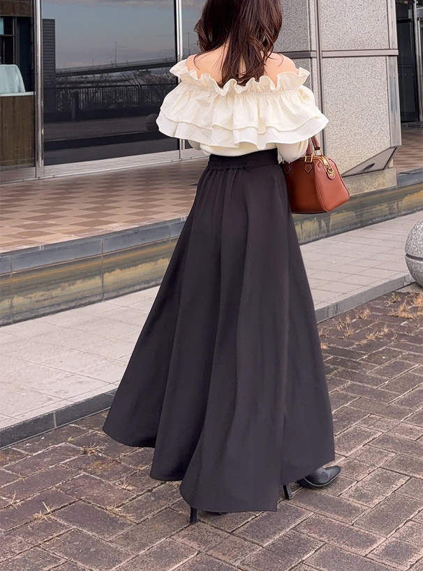 ハイウエストフレアロングスカート