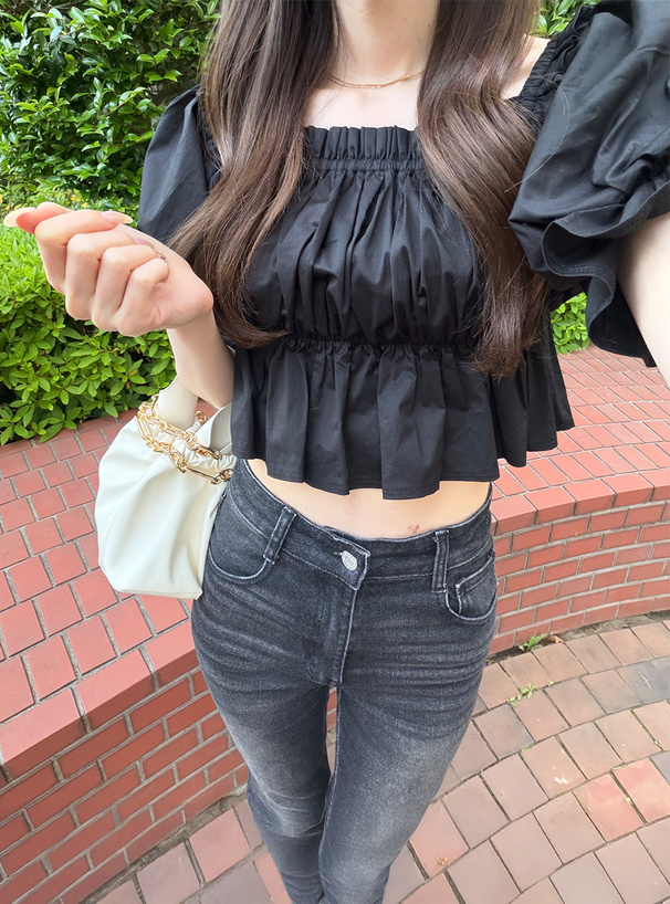 2Wayギャザーフリルブショート丈ラウス