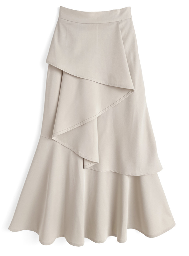 アシンメトリーラッフルマーメイドフレアスカート