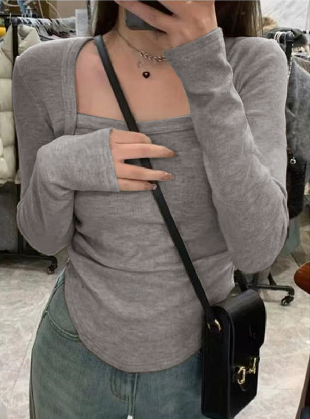 スクエアネックサイドタックトップス