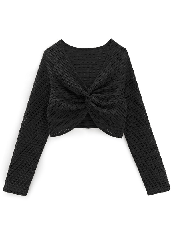 ワッフルツイストクロップド丈トップス