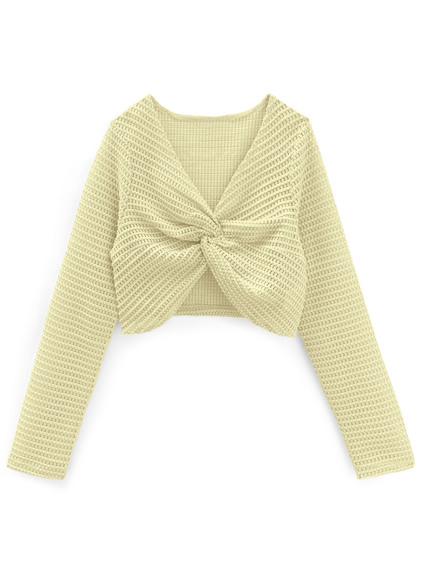 ワッフルツイストクロップド丈トップス