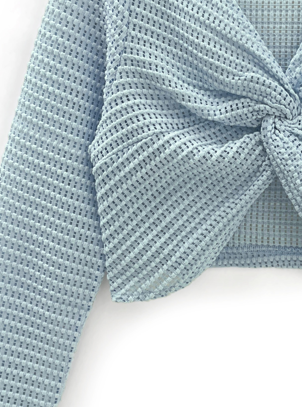 ワッフルツイストクロップド丈トップス