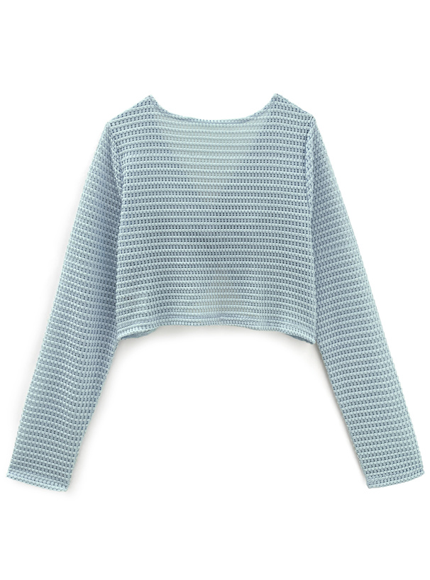 ワッフルツイストクロップド丈トップス