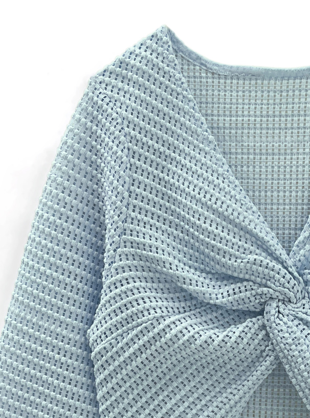 ワッフルツイストクロップド丈トップス