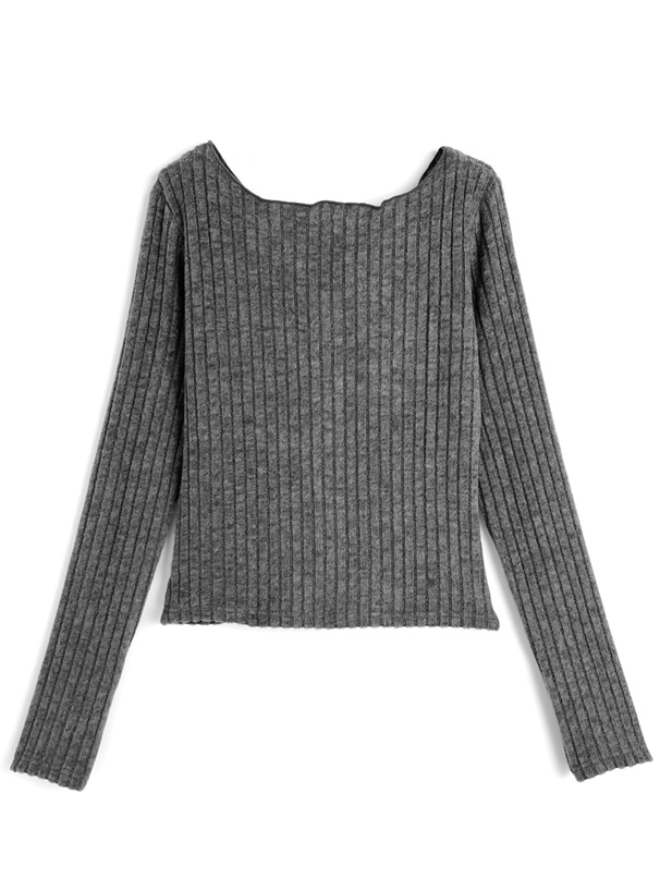 フロントボタンギャザー表起毛リブトップス[yz673] | レディース