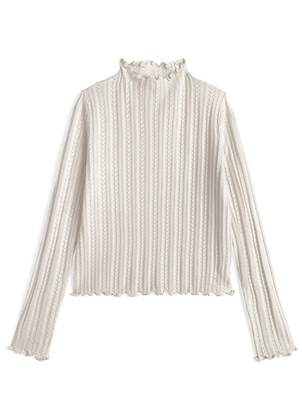 メロウフリルハイネックトップス