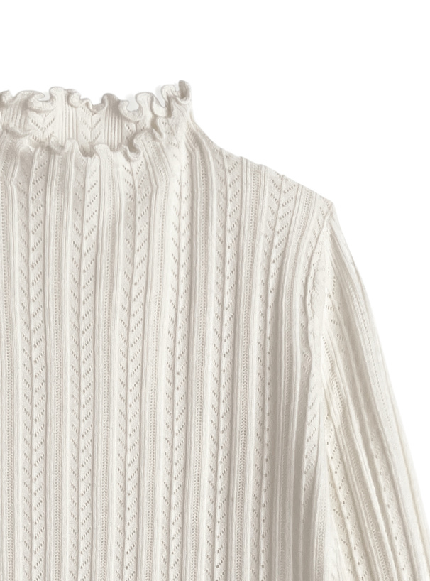 メロウフリルハイネックトップス