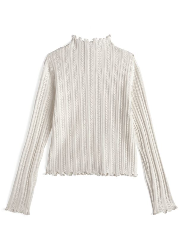 メロウフリルハイネックトップス