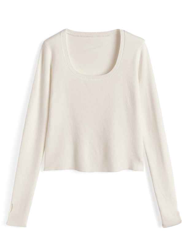 サムホール付きリブニットトップス[yz676] | レディースファッション