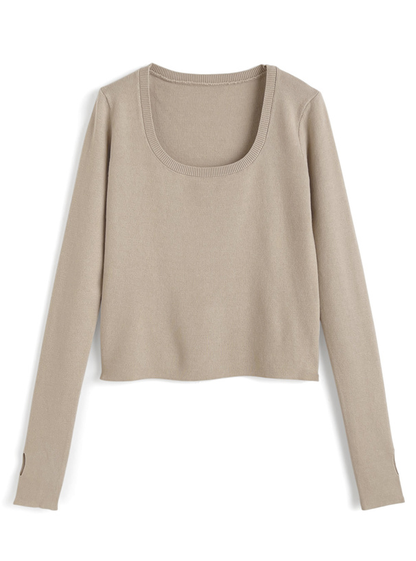 サムホール付きリブニットトップス[yz676] | レディースファッション