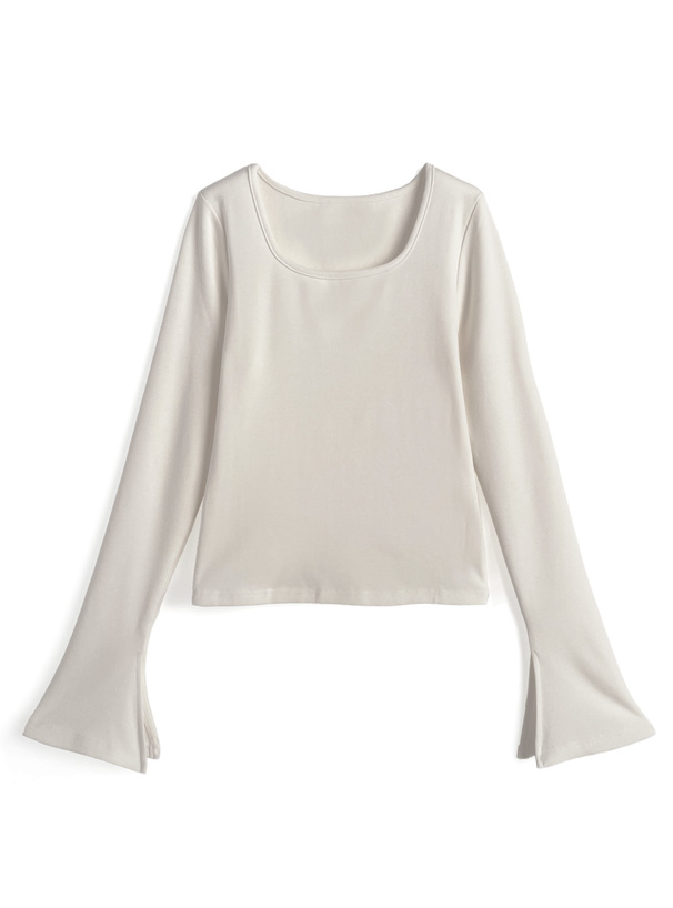 スリットフレアスリーブスクエアネックトップス