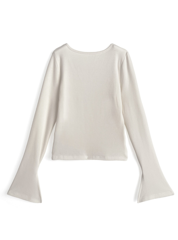 スリットフレアスリーブスクエアネックトップス