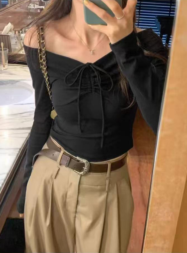 リボンドロストオフショルダートップス[yz679] | レディース