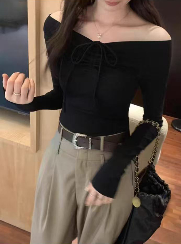 リボンドロストオフショルダートップス[yz679] | レディース