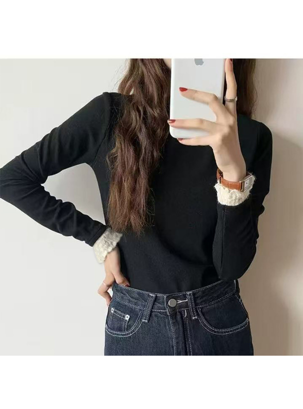 レースレイヤード風ハイネックトップス[yz683] | レディース