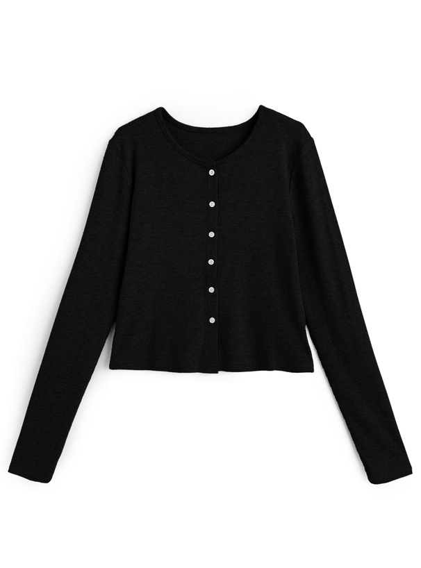 配色ボタンリブカーディガン