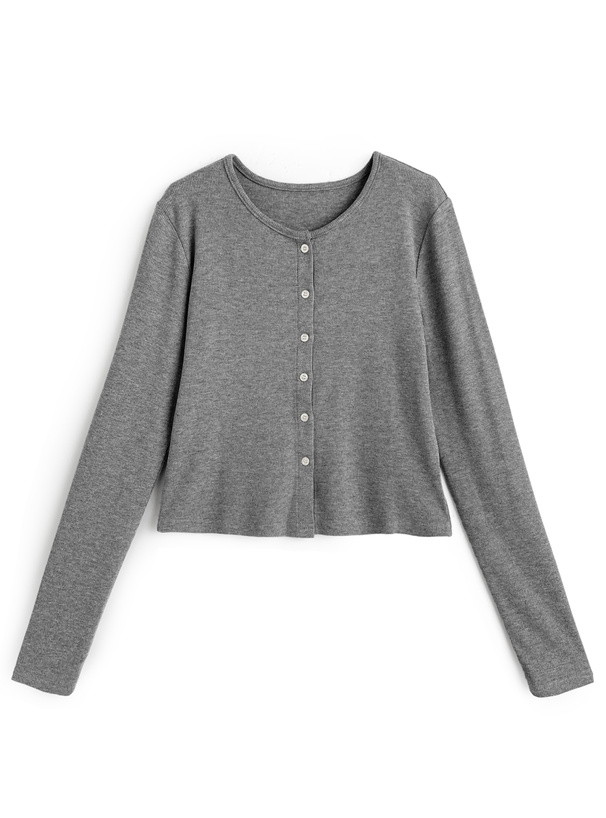 配色ボタンリブカーディガン