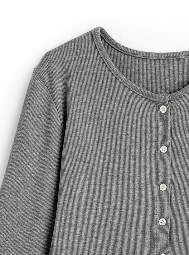 配色ボタンリブカーディガン