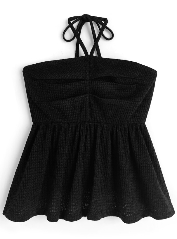 ホルターネックフレアペプラムベアトップ