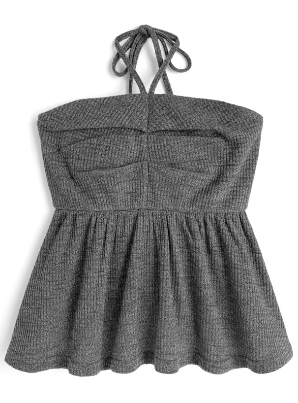 ホルターネックフレアペプラムベアトップ