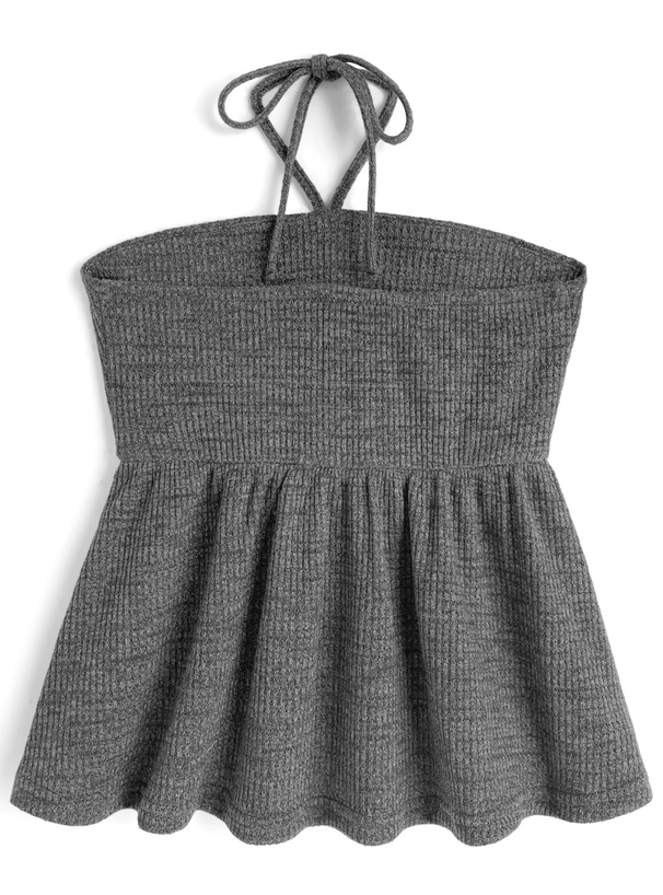 ホルターネックフレアペプラムベアトップ