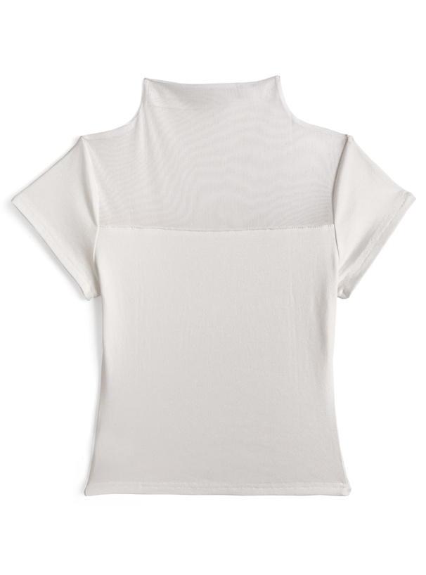 シアー切替ハイネックトップス