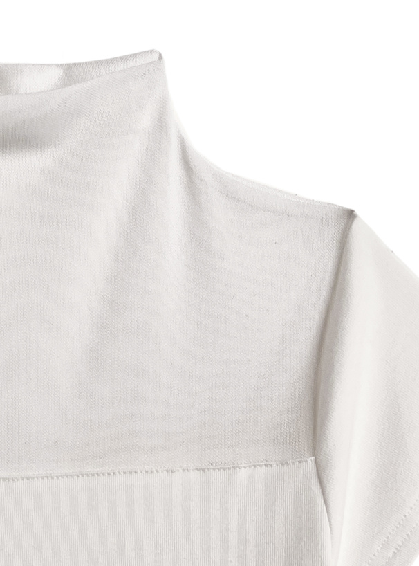 シアー切替ハイネックトップス