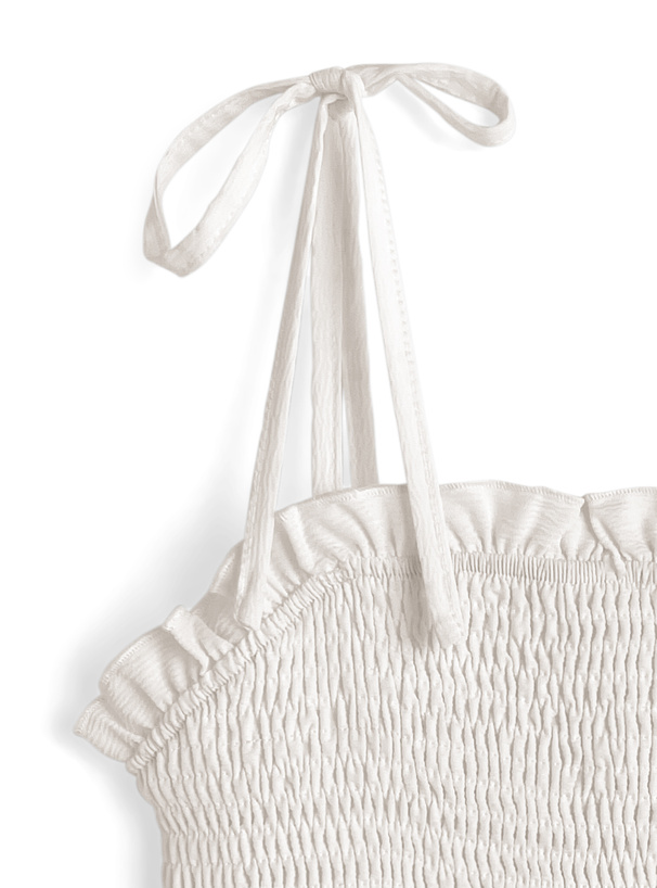 ショルダーリボンシャーリングキャミソールトップス