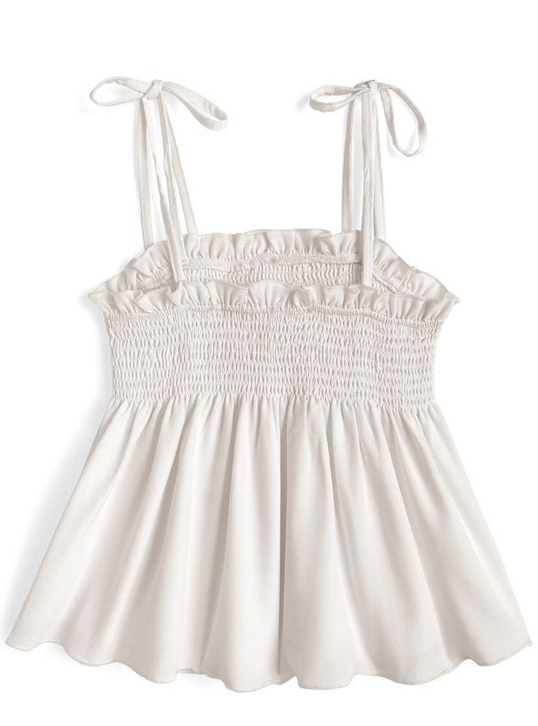 ショルダーリボンシャーリングキャミソールトップス