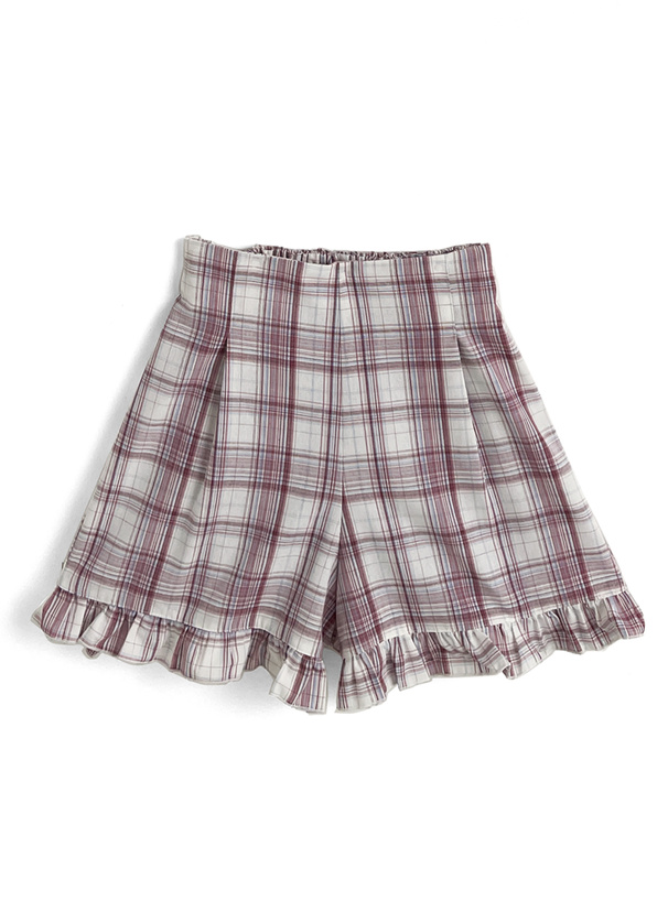 ビッグリボンフレアワンピース×ショートパンツチェックセットアップ