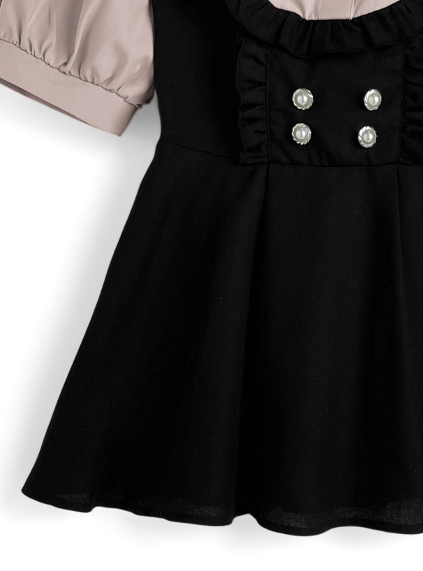 レイヤード風チュニック×フリルパンツセットアップ