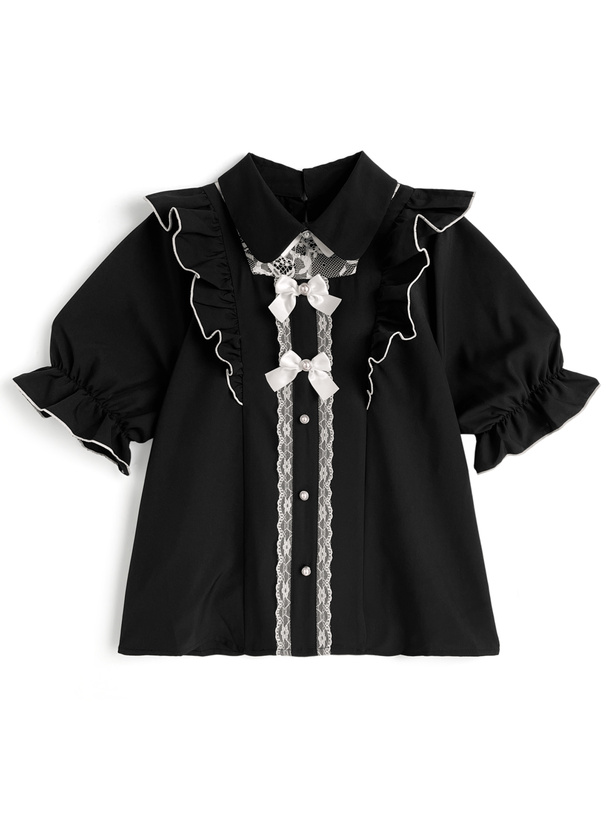 レースメロウフリルリボンブラウス