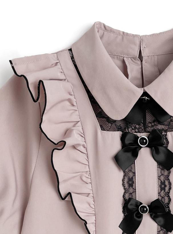 レースメロウフリルリボンブラウス