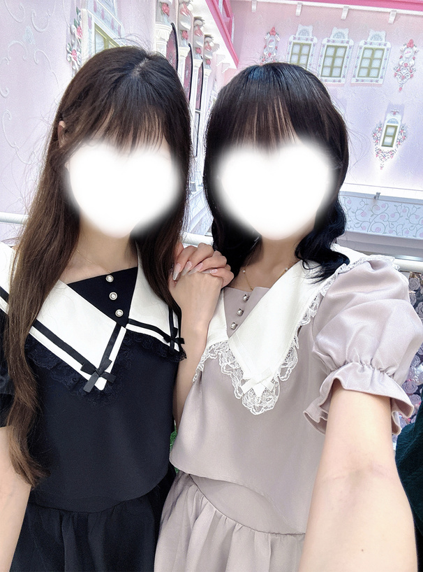 レースリボンカラーブラウス×レースミニスカートセットアップ