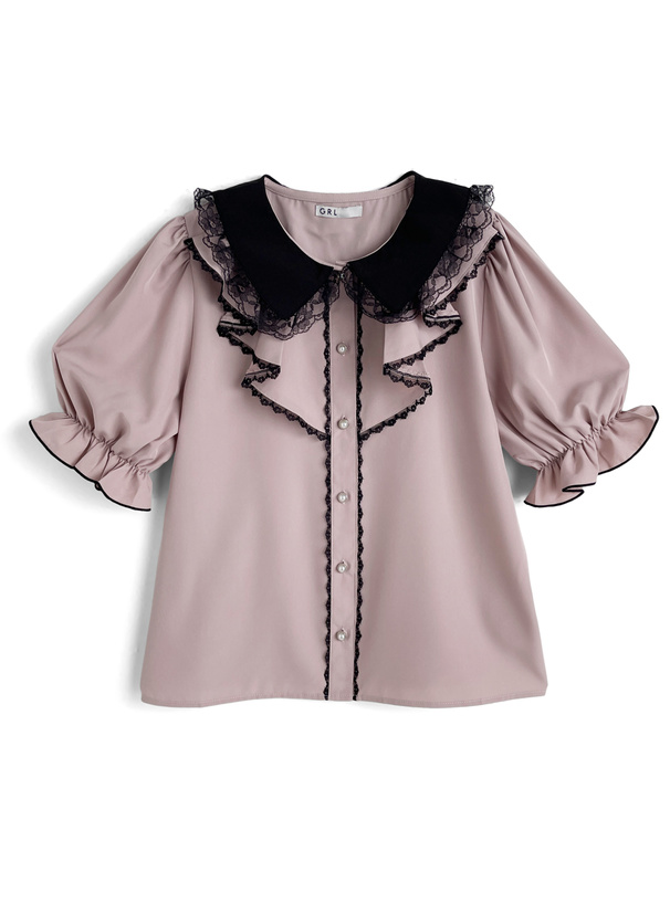 レース襟フリルブラウス