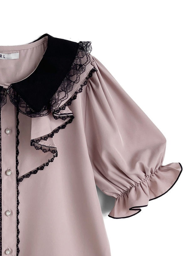 レース襟フリルブラウス