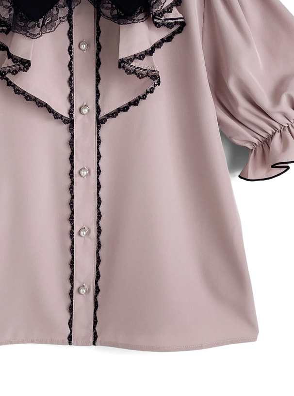 レース襟フリルブラウス