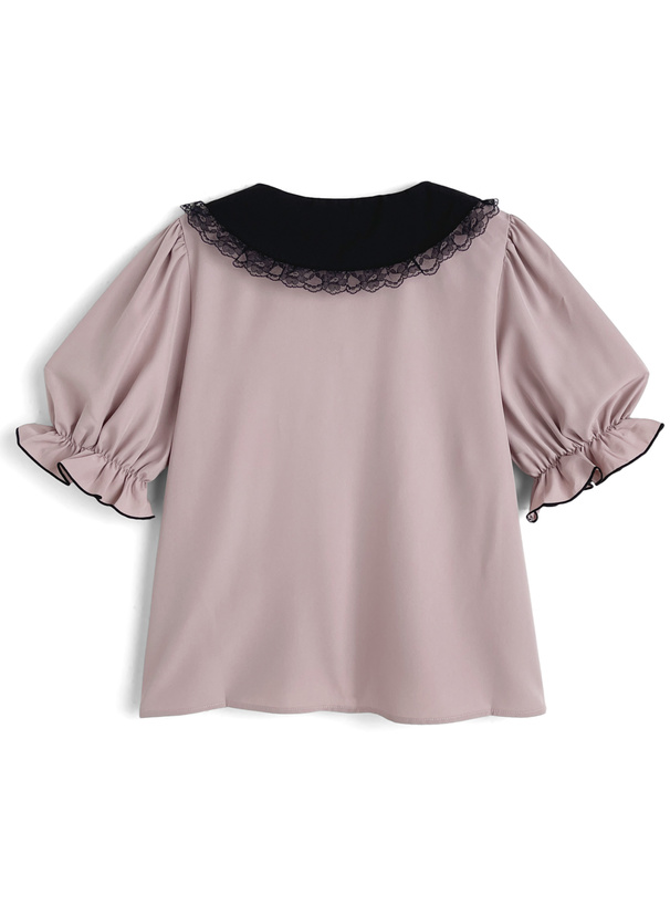 レース襟フリルブラウス