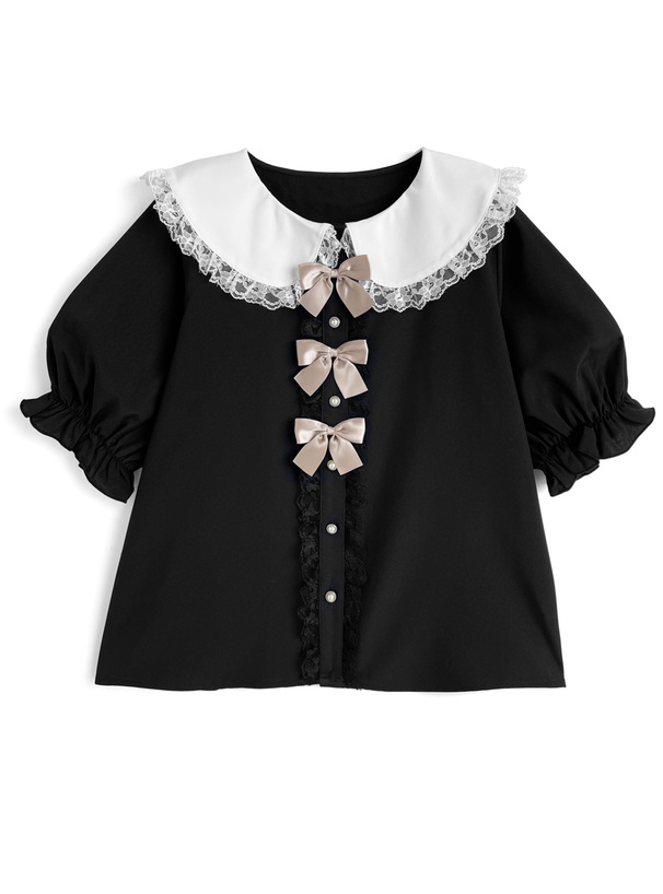 トリプルリボンレースフリルブラウス