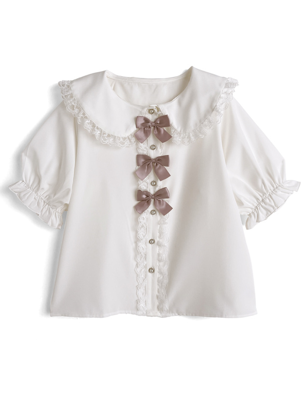 トリプルリボンレースフリルブラウス
