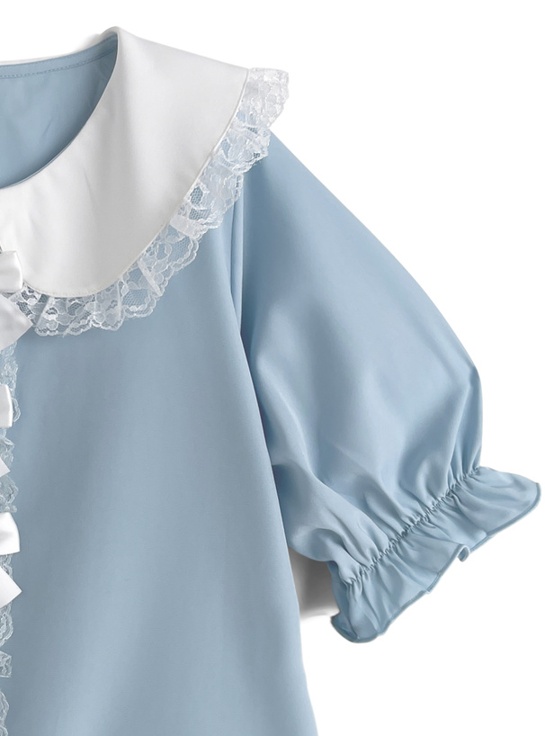 トリプルリボンレースフリルブラウス