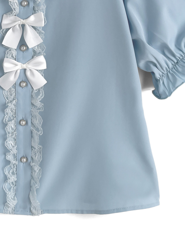 トリプルリボンレースフリルブラウス