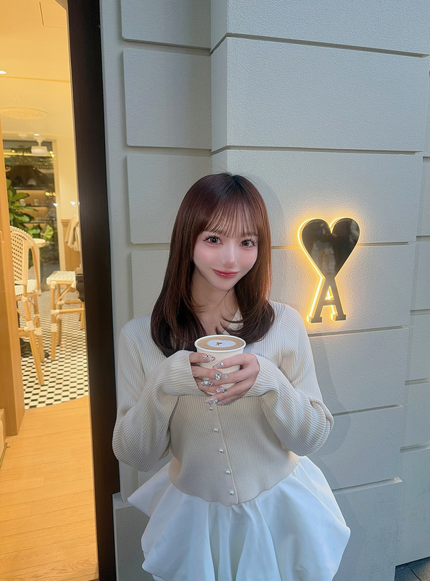 バックレースリボンリブニットカーディガン