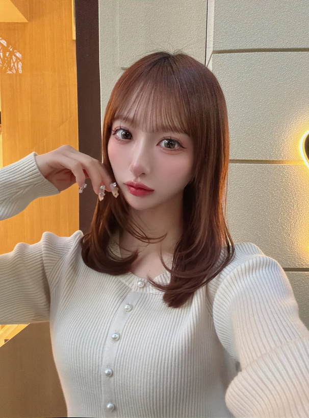 バックレースリボンリブニットカーディガン