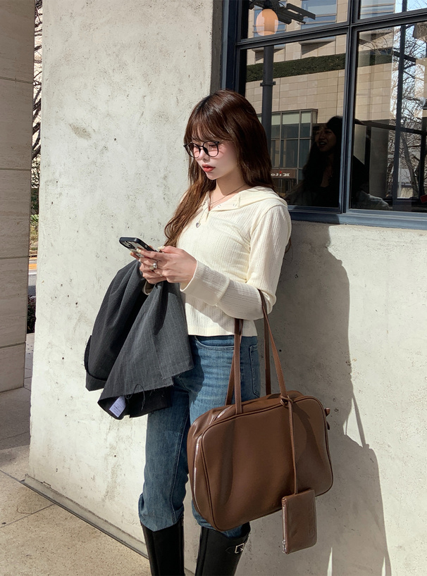 フード付きヘンリーネックトップス