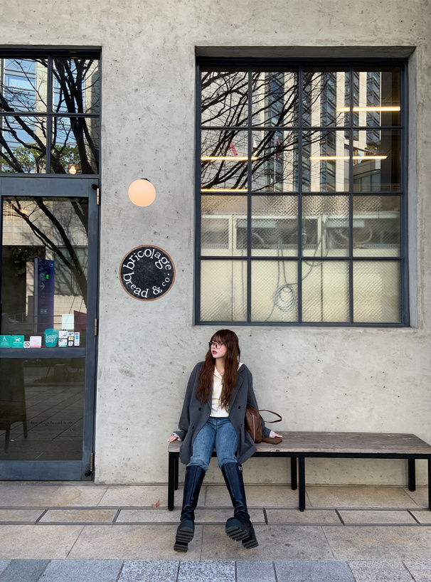 フード付きヘンリーネックトップス