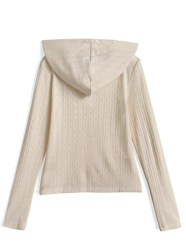 フード付きヘンリーネックトップス