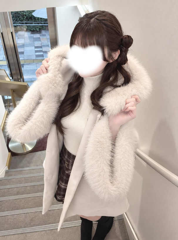 リボンベルト付きファーフードコート
